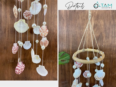 Chuông gió vòng mây sò ngọc [Tự nhiên - không mùi] D45cm CHUONGGIO-03